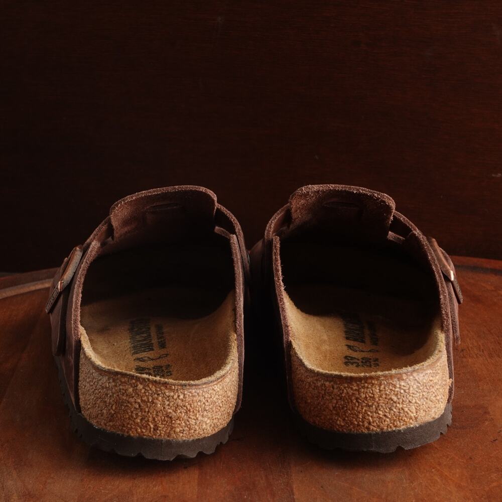 Birkenstock Brown Leather Boston Clogs with Adjustable Strap - Picture 7 of 13
